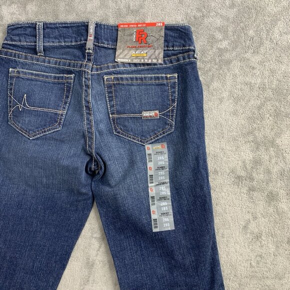 Ariat Jeans Women 28S FR Mid Rise Boot Cut Work Chore Horse Farm Cowgirl Western - Picture 14 of 14